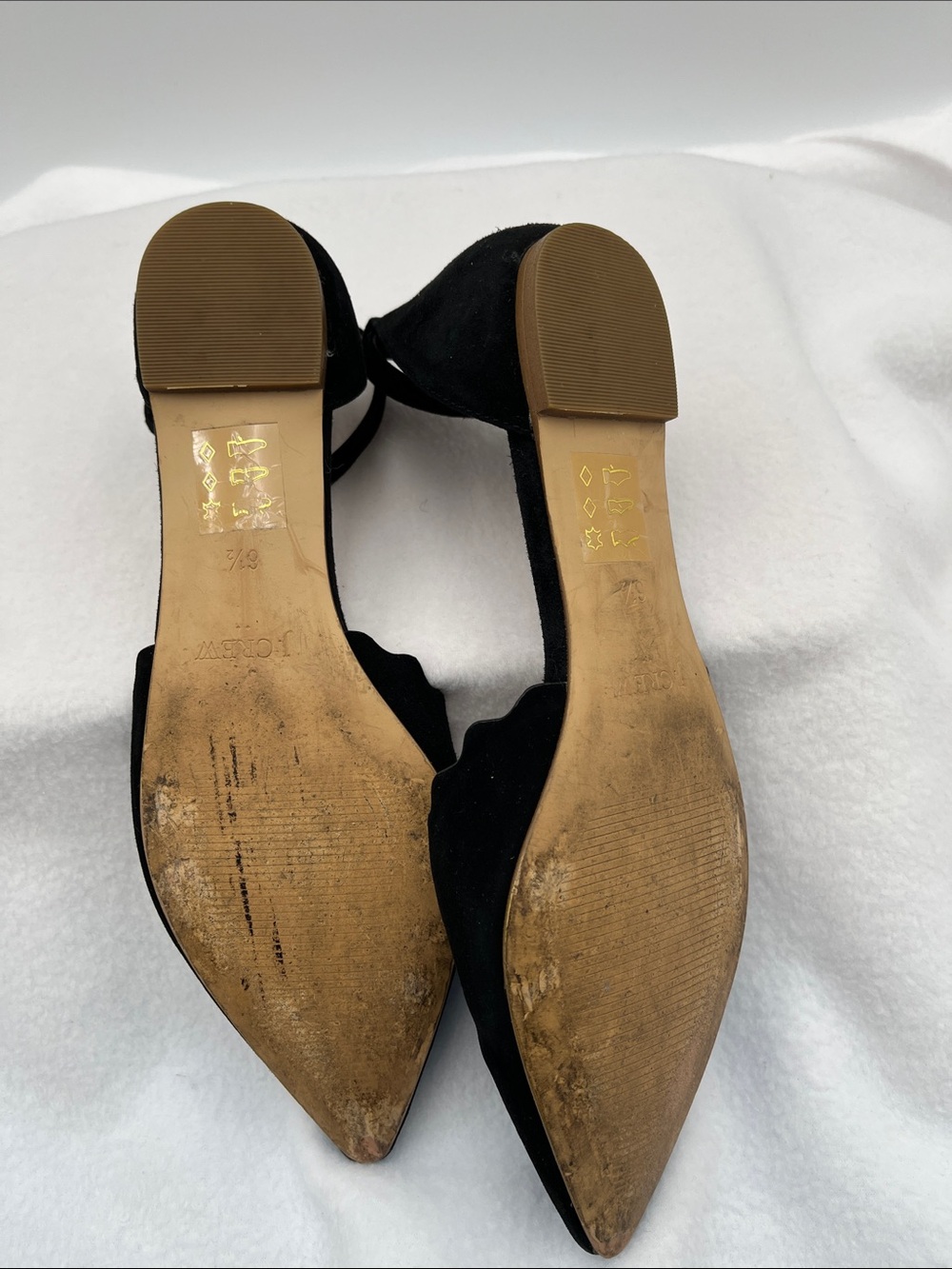 J. Crew Black Scalloped Pointed Ankle-Strap Flats - Picture 8 of 10